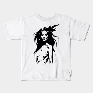 woman face ink painted Kids T-Shirt